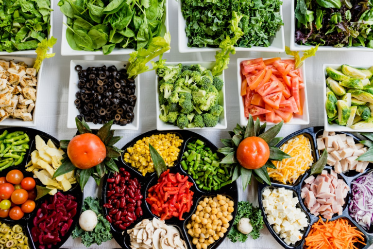 Healthy balanced meal with vegetables and protein for weight management after 50